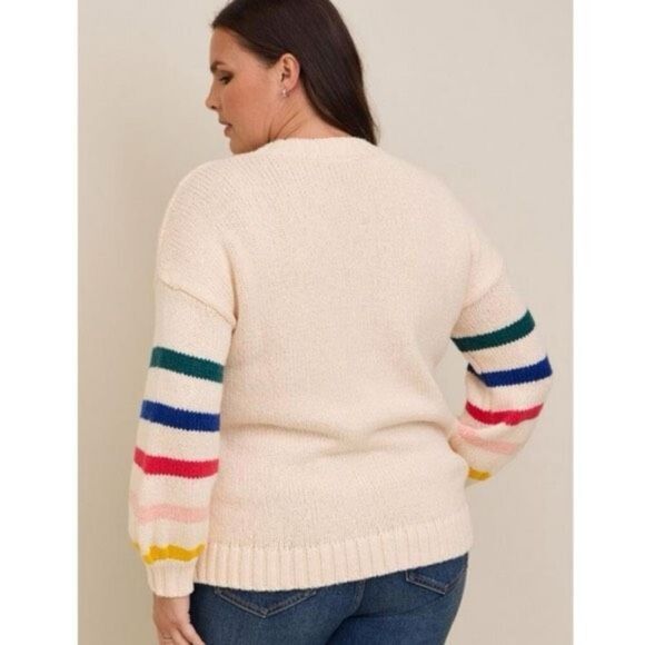 ✨Torrid Cotton Intarsia Pullover Balloon Sleeve Sz 0X Sweater✨ - Picture 3 of 9